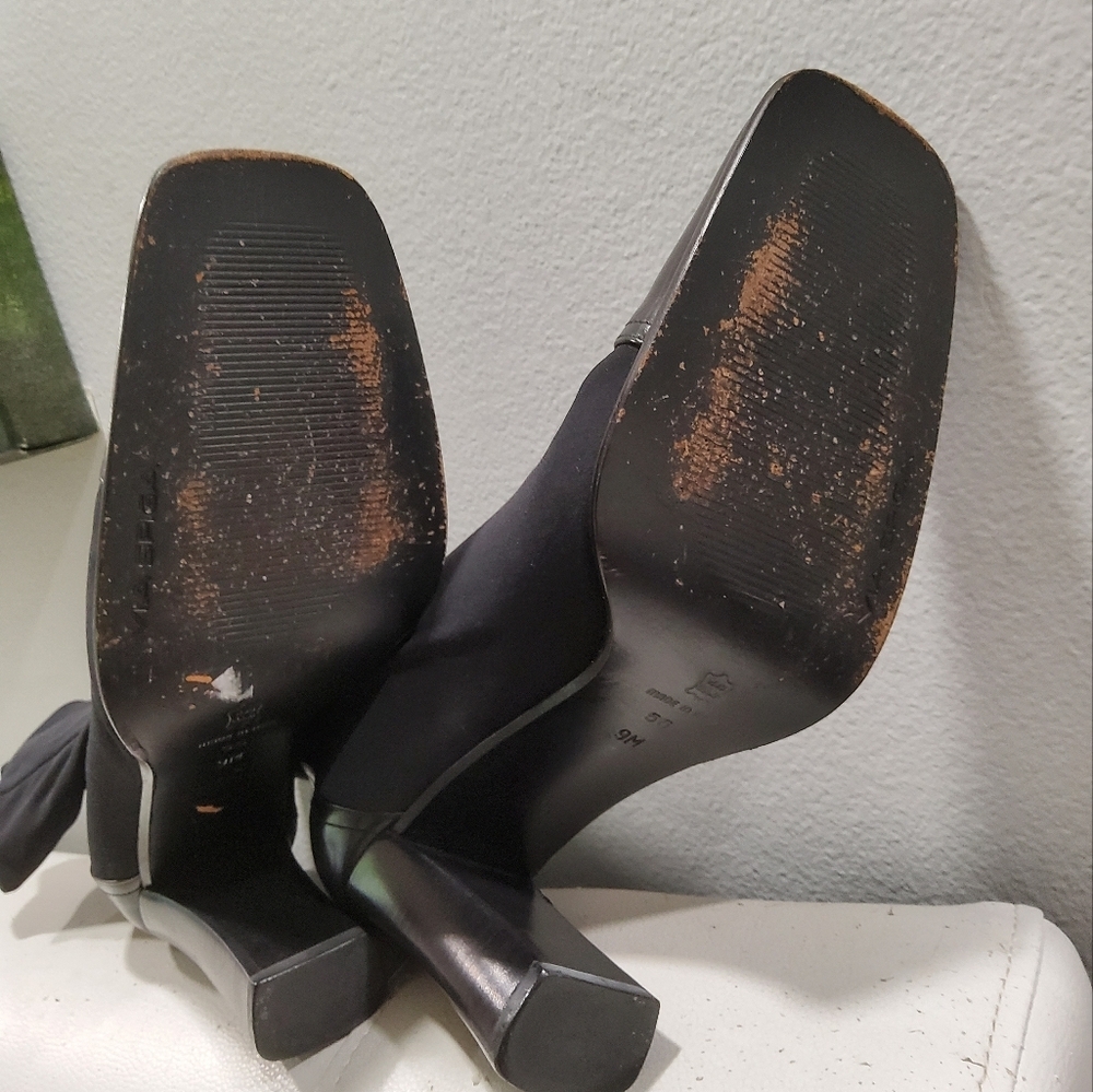Via Spiga Nylon Leather Heeled Boots Size 9 - Picture 10 of 13
